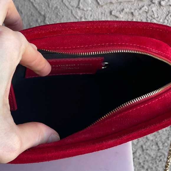 SEZANE Classic Red Suede Leather Victor Bag Chain Strap Classic French Girl Bag - Picture 16 of 17